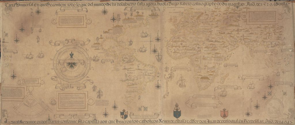 Carte universelle dessinee par Diego Ribero en 1529
