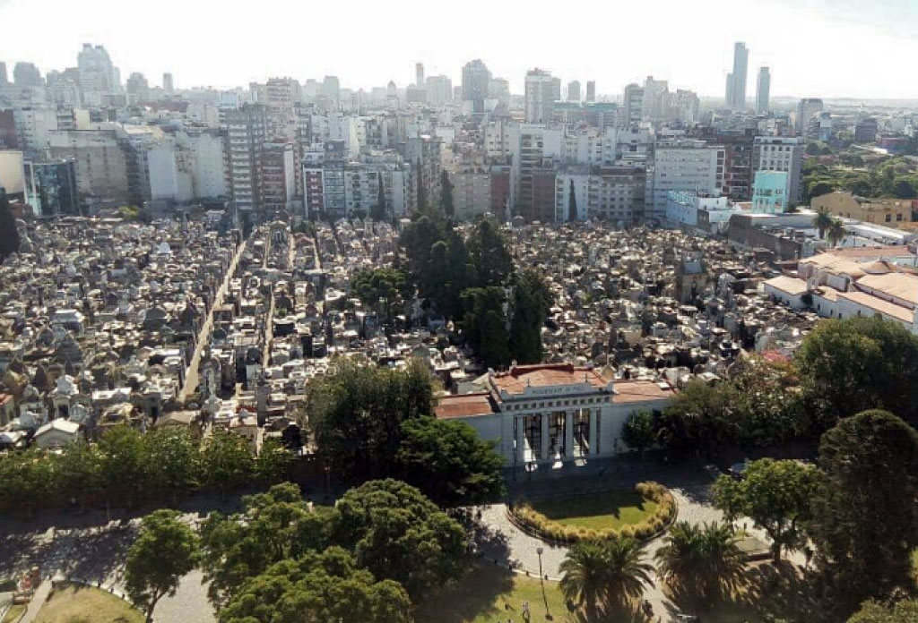 Photo aérienne du cimetière de la Recoleta à Buenos Aires.