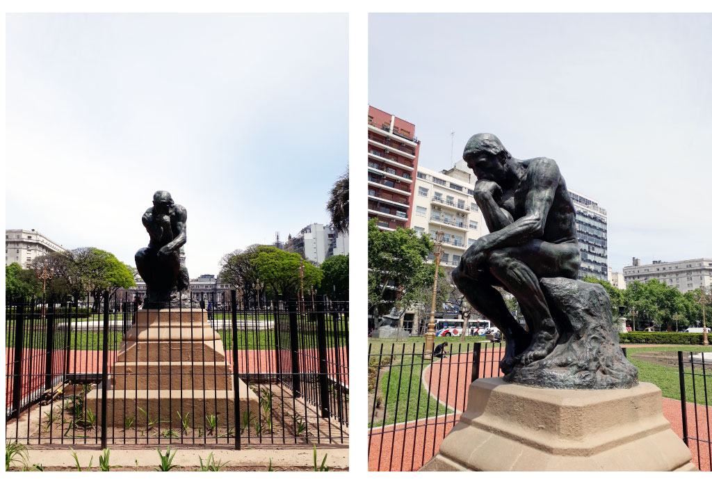 Sculpture du Penseur de Rodin sur la place Mariano Moreno, à côté de la place du Congrès.