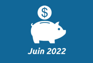 dessin d’une tirelire en forme de cochon et sous la phrase Juin 2022