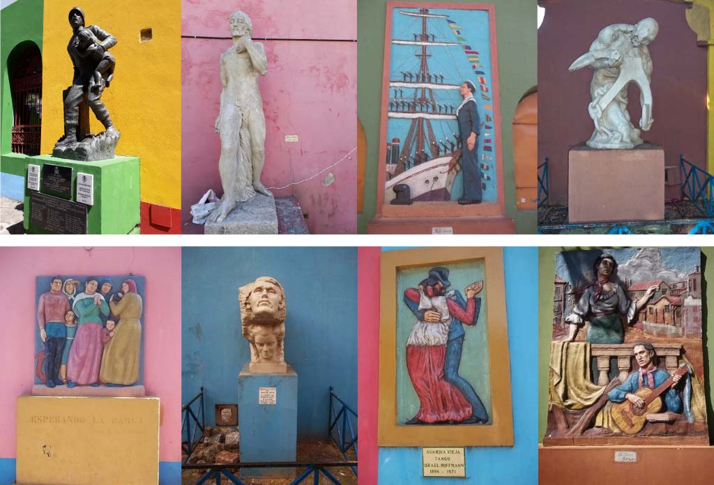 Collage d’images d’œuvres d’art placées à Caminito à La Boca