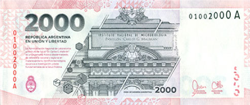 image du billet de 2000 pesos de l'Argentine