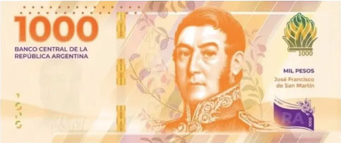 dessin d’un billet de 1000 pesos argentins