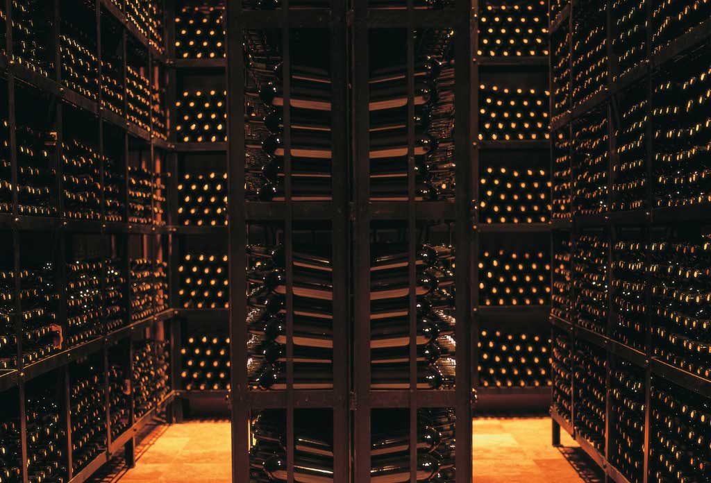 salle avec étagères à vin